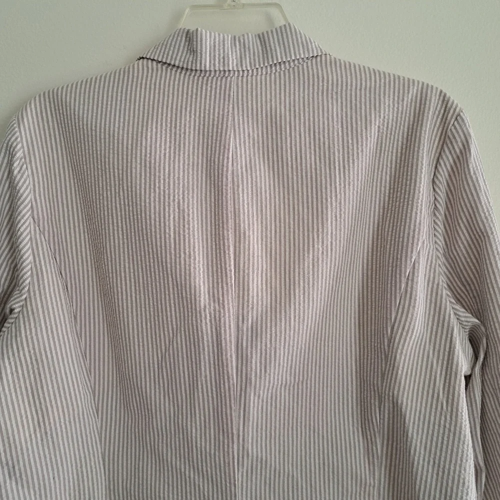 Merona Women's Seersucker Stripe Blazer Jacket XL TG Blue White Button Front - Picture 5 of 6